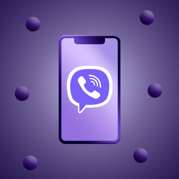 Логотип viber на экране телефона 3d визуализации