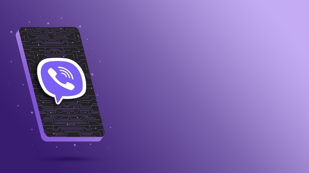 Логотип viber на технологическом дисплее телефона 3d визуализации