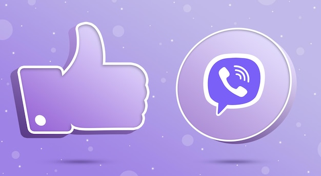 Viber logo with thumbs up like icon 3d