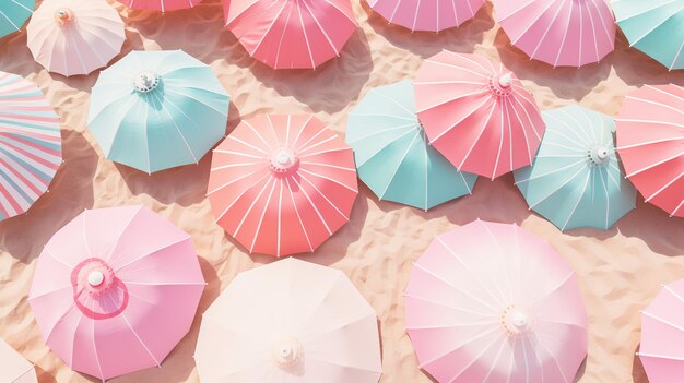 Photo vibes with colorful umbrella in beach