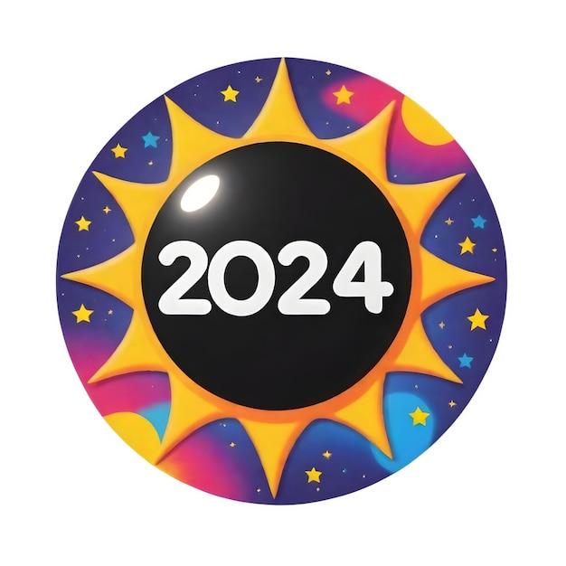 Vibrant 2024 zonsverduistering sticker