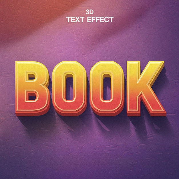 Vibrant 3D BOOK Text Effect met speelse cartoon stijl