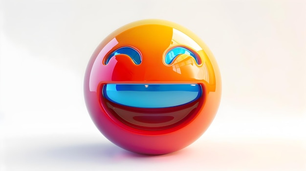 Foto vibrant 3d emoji-icoon met vrolijk gelach op een strak witte achtergrond