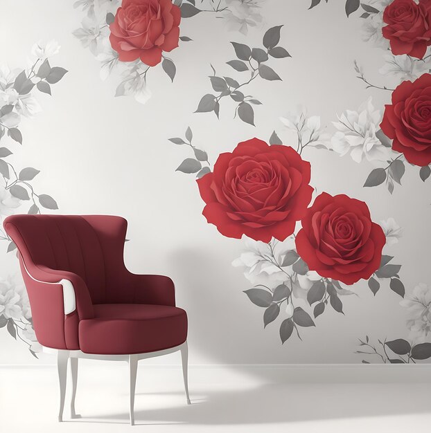 Vibrant 3D Floral Mural Wallpaper ai generated