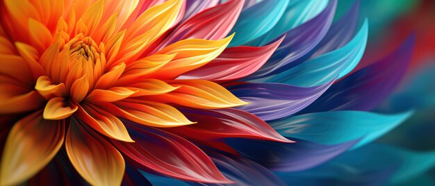 Яркий 3D цветочный крупный снимок с слоистыми лепестками и богатыми оттенками Элегантный цветочный дизайн яркие цвета и симметричная красота AI Generative