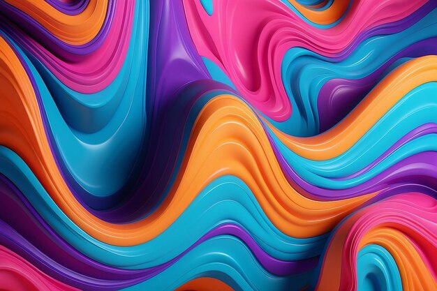 Vibrant 3d neon abstract exploring the depths of color and curvy shapes