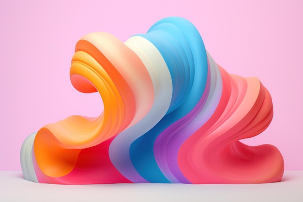 Vibrant 3D pastel sculpture ideal for unique advertising playful design elements or abstract creative visuals Generative AI