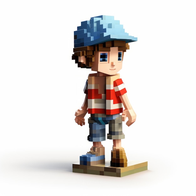 Vibrant 3d Pixel Art Harper The Playful Boy With A Red Hat