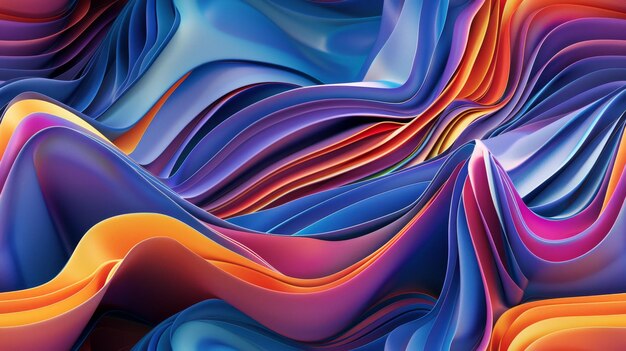 Vibrant 3d render of fluid shapes with a silky texture in high resolution