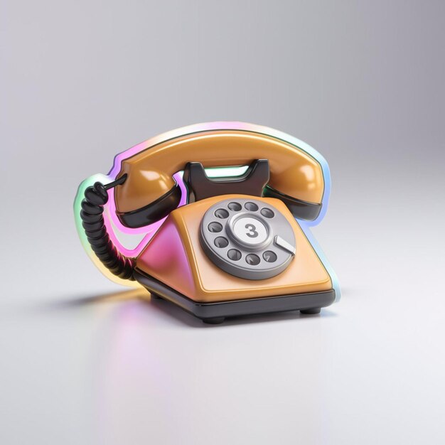 A vibrant 3D render illustration of a telephone call icon