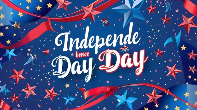 Photo vibrant 4th of july banner with patriotic symbols and typography