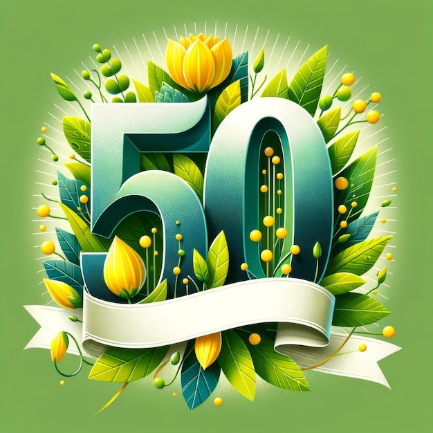 Vibrant 50th Birthday Celebration Design with Copyspace