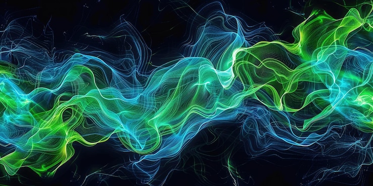 Photo vibrant abstract 3d waves of light with blue and green hues in a futuristic design aig62