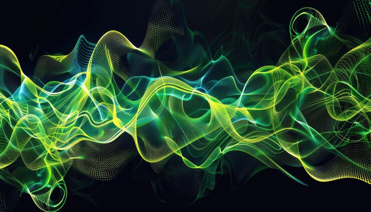 Photo vibrant abstract 3d waves of light with blue and green hues in a futuristic design aig62