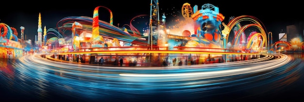 A Vibrant Abstract Amusement Park Scene Background Image