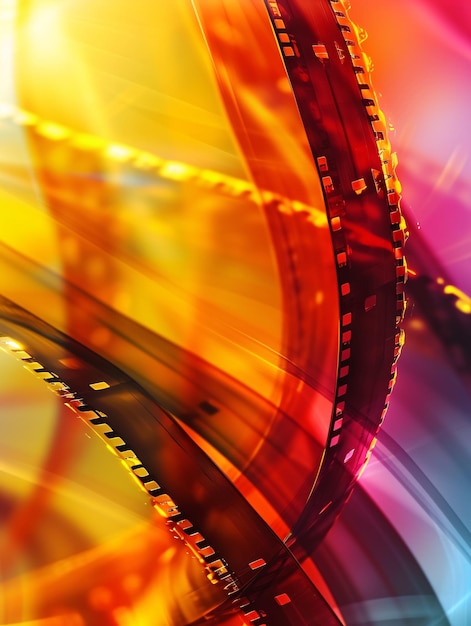 Vibrant abstract backdrop featuring a strip of film