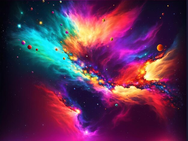 Photo a vibrant abstract background inspired by the explosion of colors and energy found in the cosmos