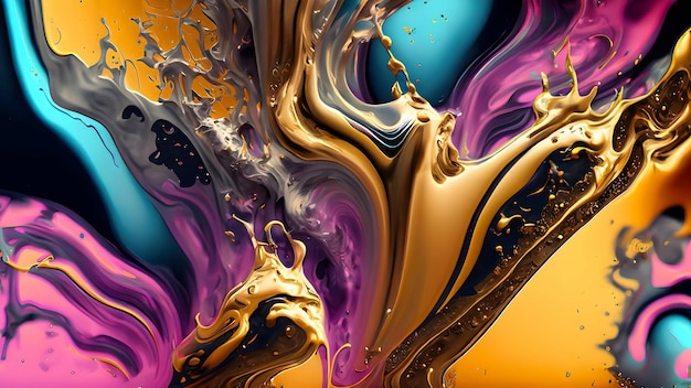 Photo a vibrant abstract background inspired by the mixing and swirling of fluorescent liquids