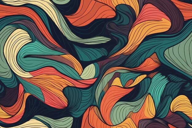 Яркий абстрактный фон с плавными волнами цвета Generative AI