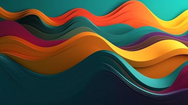 Яркий абстрактный фон с плавными волнами и красочными формами Generative ai