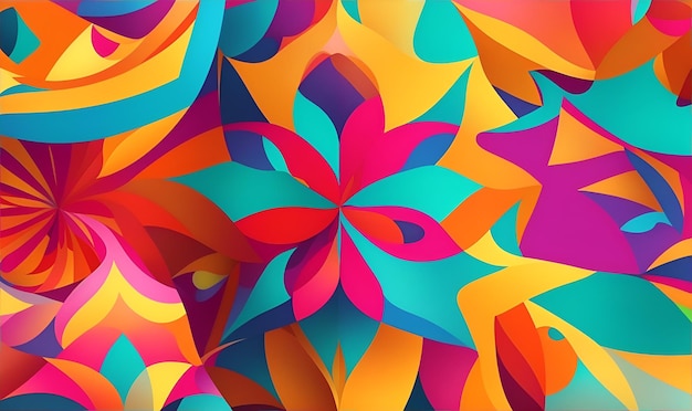 Яркий абстрактный фон с калейдоскопом цветов и форм.