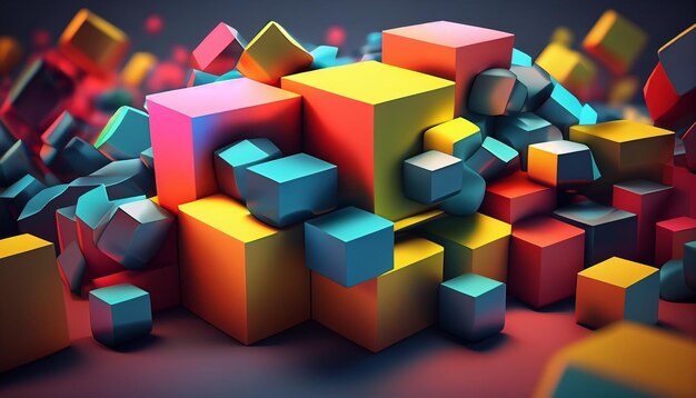 Photo vibrant abstract cube background