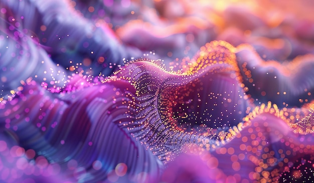 Vibrant abstract digital landscape with sparkling particles