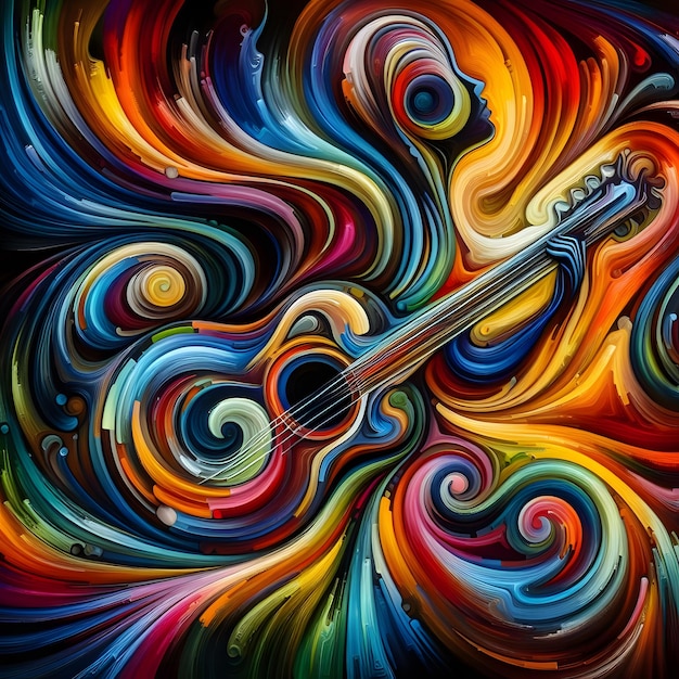 Vibrant Abstract Guitars Colorful Musical Objects for Creative Projects