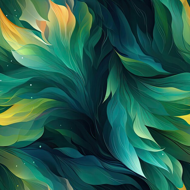 Vibrant abstract leaf wallpaper with wavy lines and organic shapes tiled