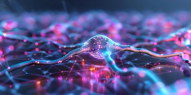 vibrant abstract neural network representing ai data processing with neon glow concept ai algorithms data processing abstract art neon glow technology integration