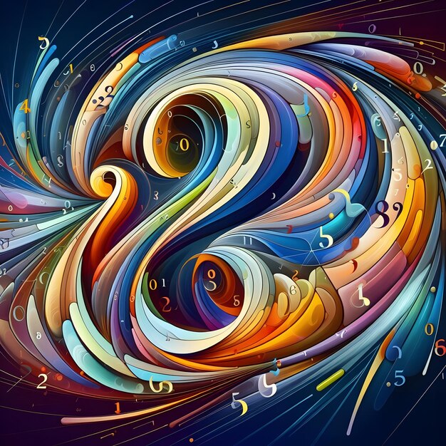 Photo vibrant abstract numbers colorful and dynamic digital art for creative projects