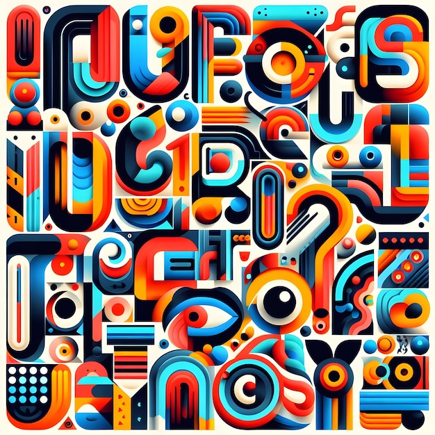 Vibrant Abstract Objects Colorful Alphabet Letters Collection for Creative Projects