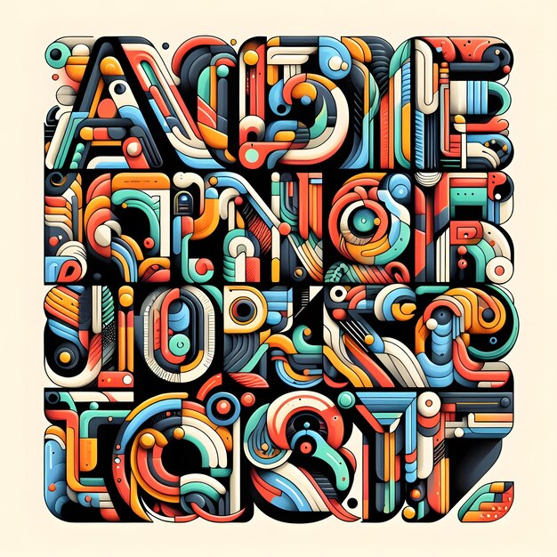 Vibrant Abstract Objects Colorful Alphabet Letters Collection for Creative Projects