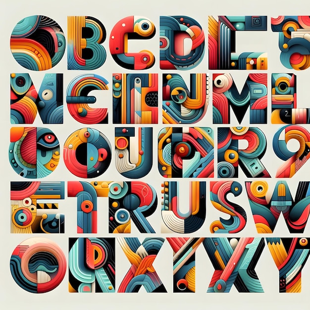 Vibrant Abstract Objects Colorful Alphabet Letters Collection for Creative Projects