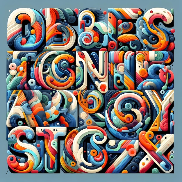 Живые абстрактные объекты красочные буквы алфавита Коллекция для творческих проектов
