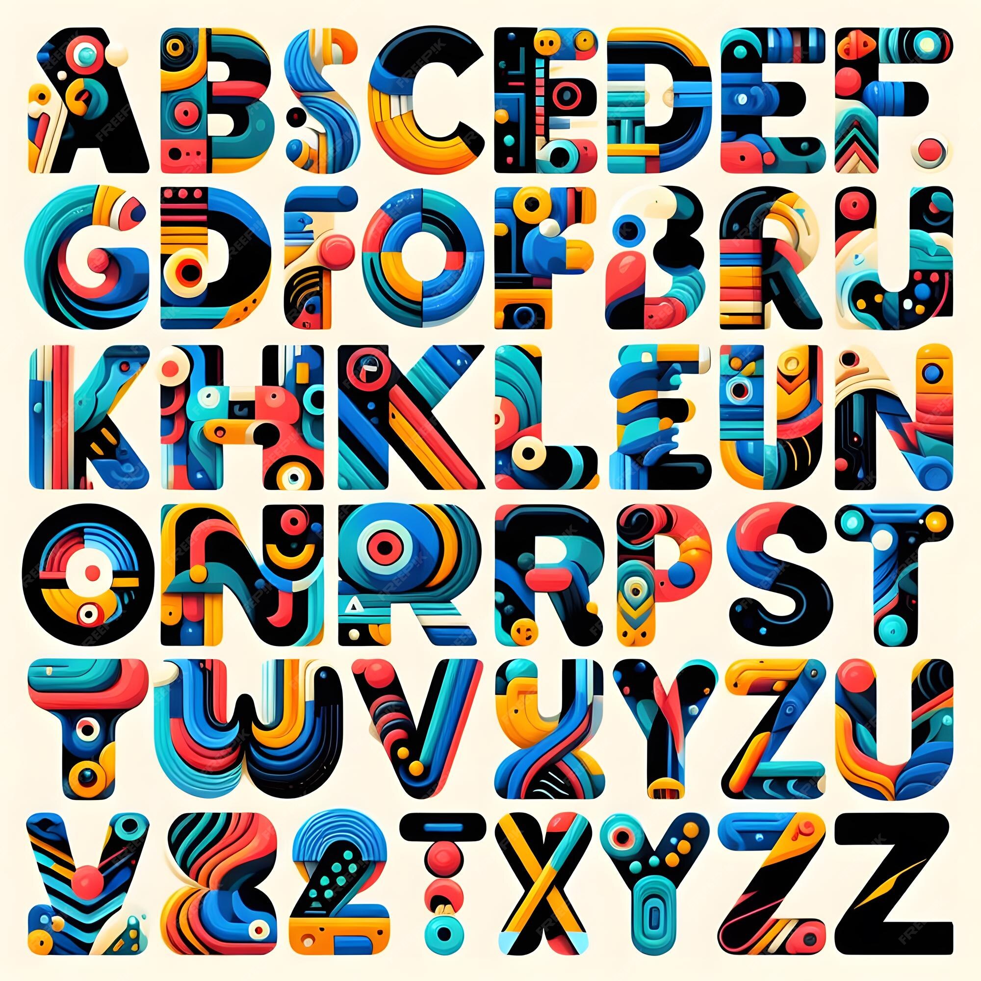 Premium Photo | Vibrant Abstract Objects Colorful Alphabet Letters ...