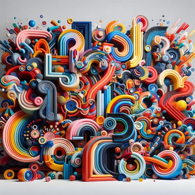Фото Живые абстрактные объекты красочные буквы алфавита коллекция для творческих проектов
