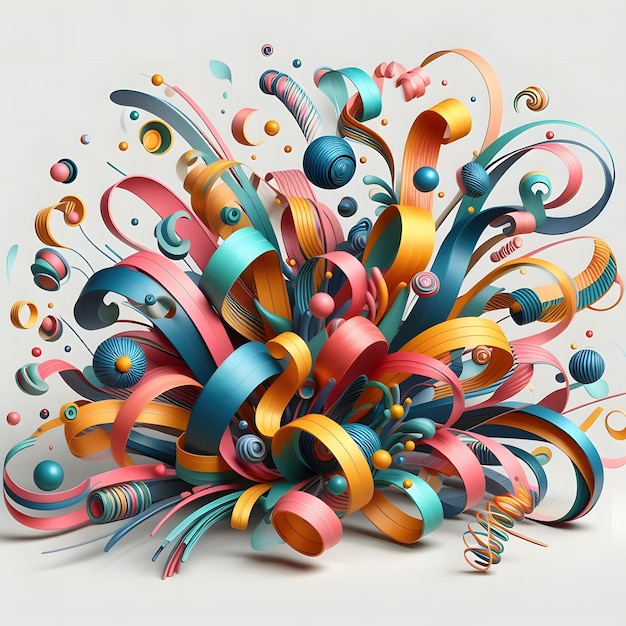 Photo vibrant abstract objects explore a kaleidoscope of colorful ribbons