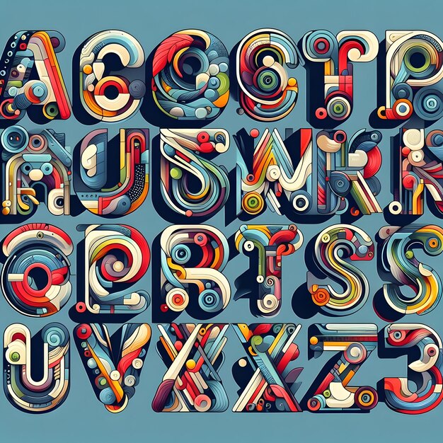 Vibrant Abstract Objects Kleurrijke alfabetbrievencollectie voor creatieve projecten