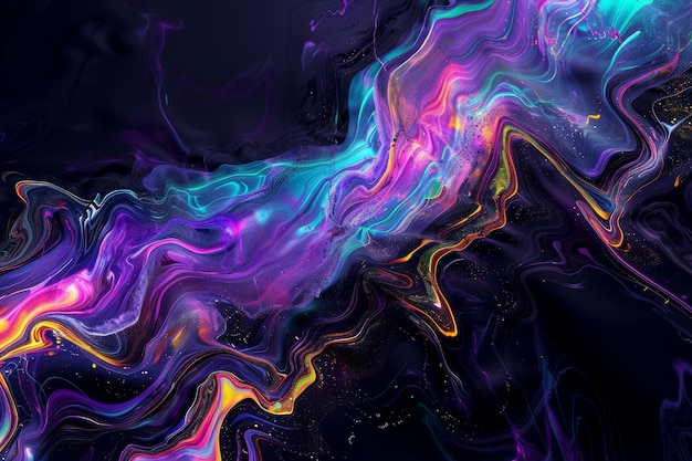 Vibrant Abstract Painting on Black Background