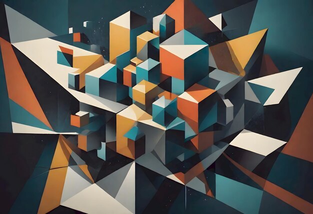 Vibrant Abstract Painting with Dynamic Shapes