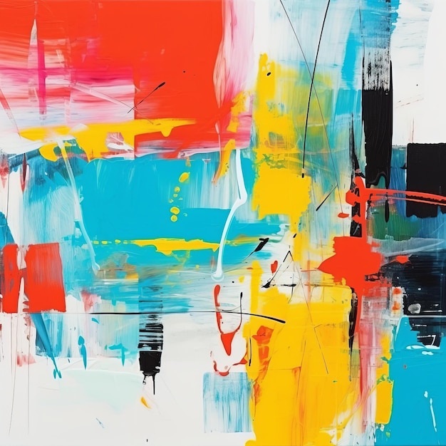 Vibrant Abstract Painting With Multilayered Compositions