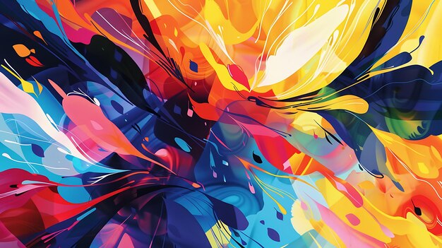 Vibrant abstract painting with a smooth and fluid texture The colors are bright and saturated and the overall effect is one of energy and movement