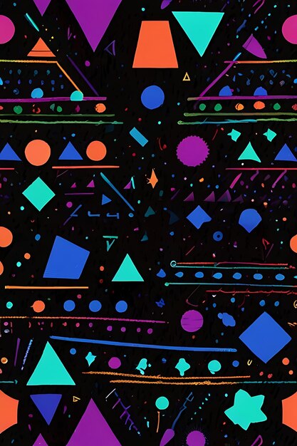 Photo a vibrant abstract pattern featuring various geometric shapes