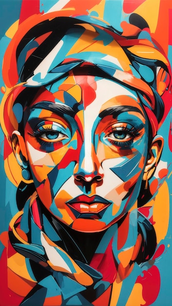 Vibrant Abstract Portrait with a Modern Art Style Inspired by Picasso