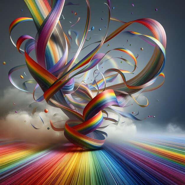 Photo vibrant abstract rainbow ribbon colorful artistry amp modern decorr