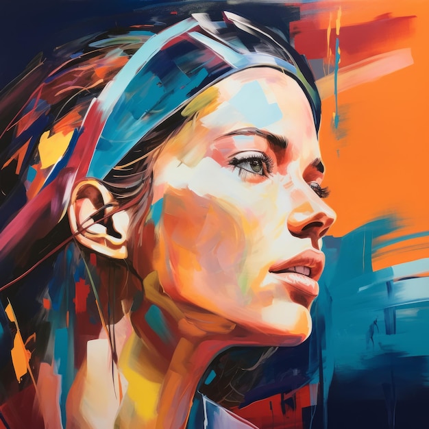 Vibrant Abstract Realism Serene Faces Of Sportswomen In Martin Ansin Style