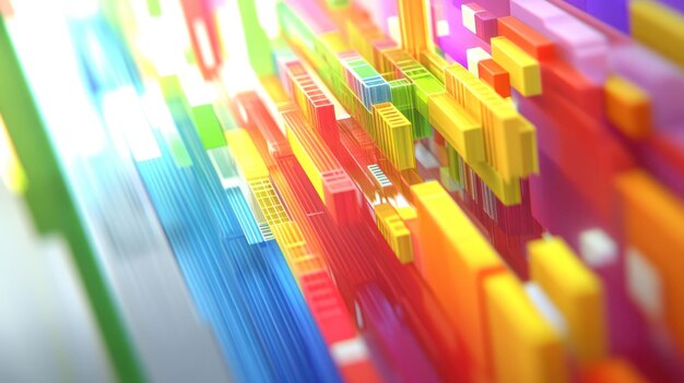 a vibrant abstract representation of data visualization with colorful bars and layers