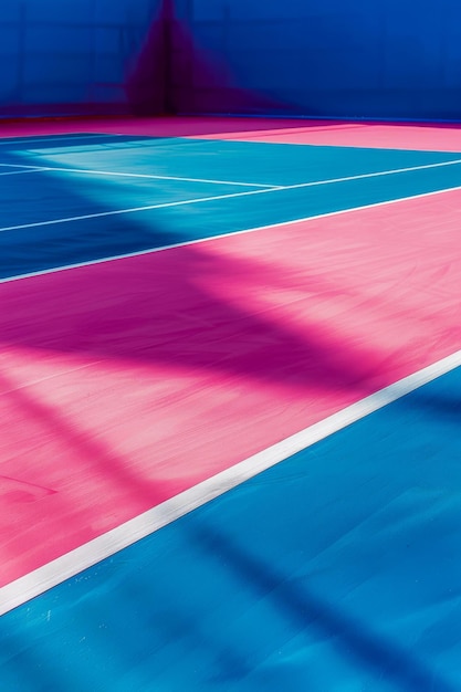 Vibrant Abstract Shadows on Multicolored Tennis Court Surface