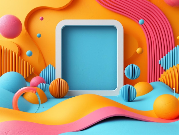 Vibrant Abstract Shapes with Mockup frame